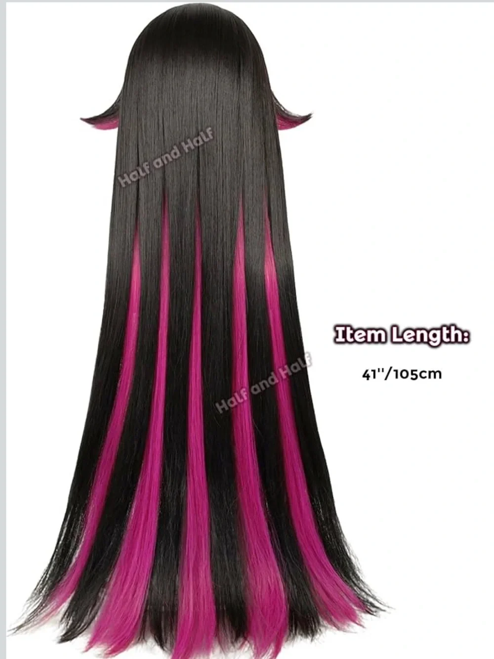 NWT Columbina Black and Magenta Synthetic Anime Cosplay Costume Wig with Bangs